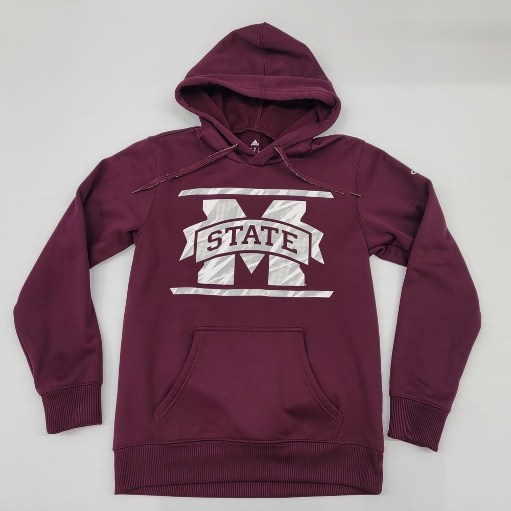 Mississippi State Bulldogs NCAA College Hoodie Maroon MSU Men's Sz S Adidas EUC‎